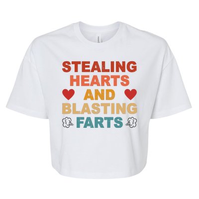 Stealing Hearts And Blasting Farts Funny Valentines Day Bella+Canvas Jersey Crop Tee