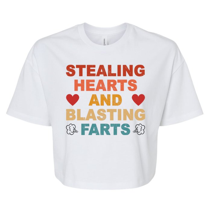 Stealing Hearts And Blasting Farts Funny Valentines Day Bella+Canvas Jersey Crop Tee