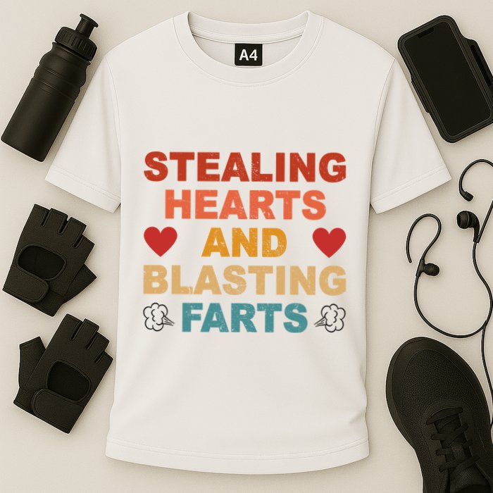 Stealing Hearts And Blasting Farts Funny Valentines Day Performance Shirt