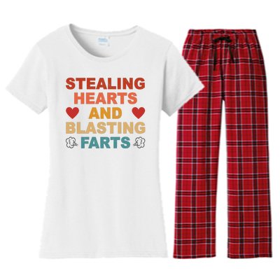 Stealing Hearts And Blasting Farts Funny Valentines Day Women's Flannel Pajama Set