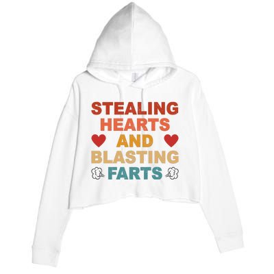 Stealing Hearts And Blasting Farts Funny Valentines Day Crop Fleece Hoodie