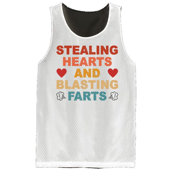 Stealing Hearts And Blasting Farts Funny Valentines Day Mesh Reversible Basketball Jersey Tank