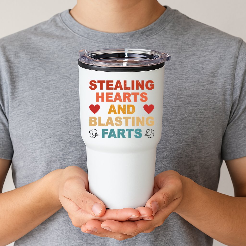 Stealing Hearts And Blasting Farts Funny Valentines Day Tumbler