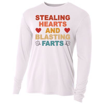 Stealing Hearts And Blasting Farts Funny Valentines Day Cooling Performance Long Sleeve Crew