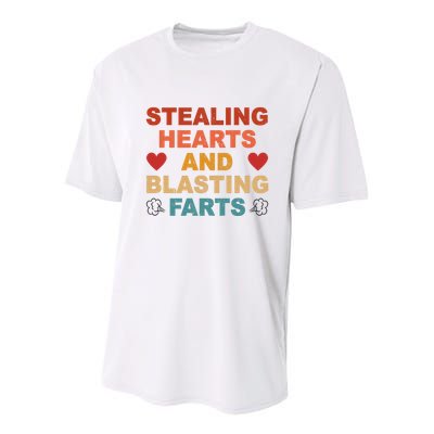 Stealing Hearts And Blasting Farts Funny Valentines Day Youth Performance Sprint T-Shirt