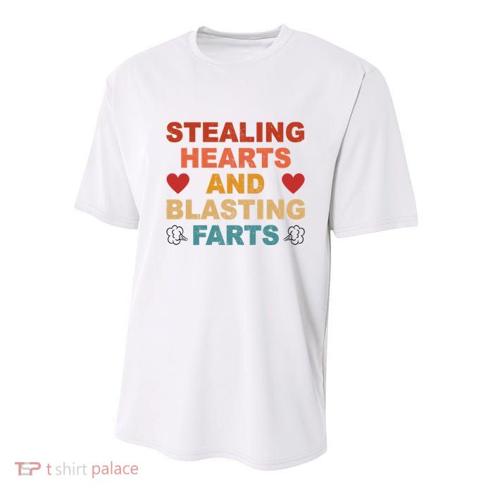 Stealing Hearts And Blasting Farts Funny Valentines Day Youth Performance Sprint T-Shirt