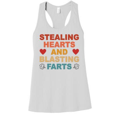 Stealing Hearts And Blasting Farts Funny Valentines Day Women's Racerback Tank