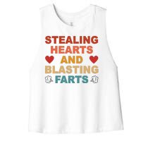 Stealing Hearts And Blasting Farts Funny Valentines Day Women's Racerback Cropped Tank