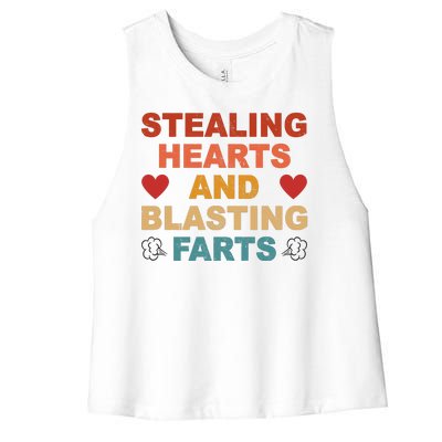 Stealing Hearts And Blasting Farts Funny Valentines Day Women's Racerback Cropped Tank