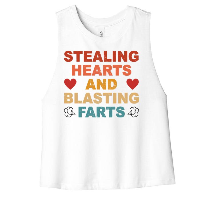 Stealing Hearts And Blasting Farts Funny Valentines Day Women's Racerback Cropped Tank