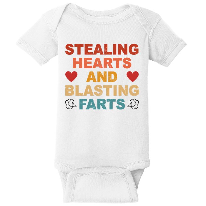 Stealing Hearts And Blasting Farts Funny Valentines Day Baby Bodysuit