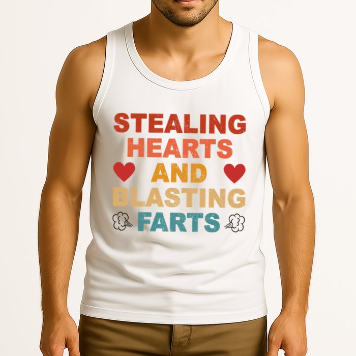 Stealing Hearts And Blasting Farts Funny Valentines Day Tank Top