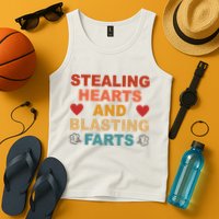 Stealing Hearts And Blasting Farts Funny Valentines Day Tank Top