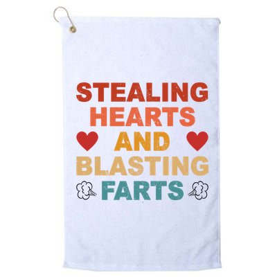 Stealing Hearts And Blasting Farts Funny Valentines Day Golf Towel