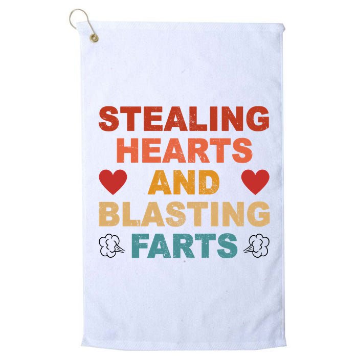 Stealing Hearts And Blasting Farts Funny Valentines Day Golf Towel