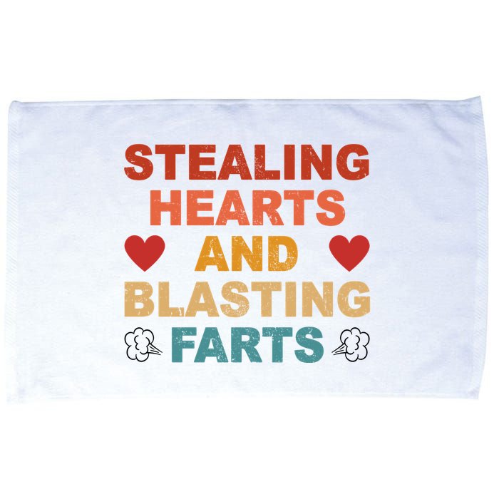 Stealing Hearts And Blasting Farts Funny Valentines Day Microfiber Hand Towel