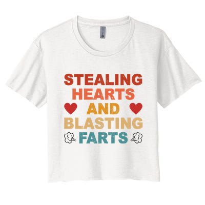 Stealing Hearts And Blasting Farts Funny Valentines Day Crop Top