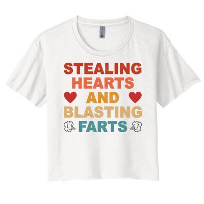 Stealing Hearts And Blasting Farts Funny Valentines Day Women's Crop Top Tee