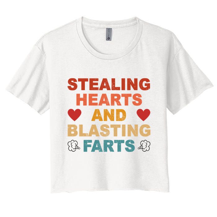 Stealing Hearts And Blasting Farts Funny Valentines Day Crop Top