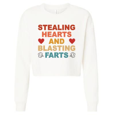 Stealing Hearts And Blasting Farts Funny Valentines Day Cropped Pullover Crew