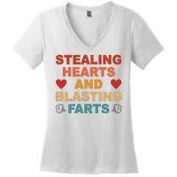 Stealing Hearts And Blasting Farts Funny Valentines Day Women's V-Neck T-Shirt