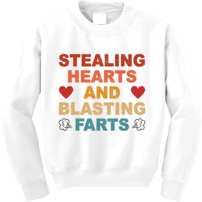 Stealing Hearts And Blasting Farts Funny Valentines Day Kids Sweatshirt