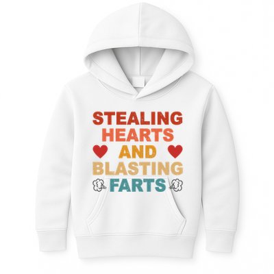 Stealing Hearts And Blasting Farts Funny Valentines Day Kids Hoodie