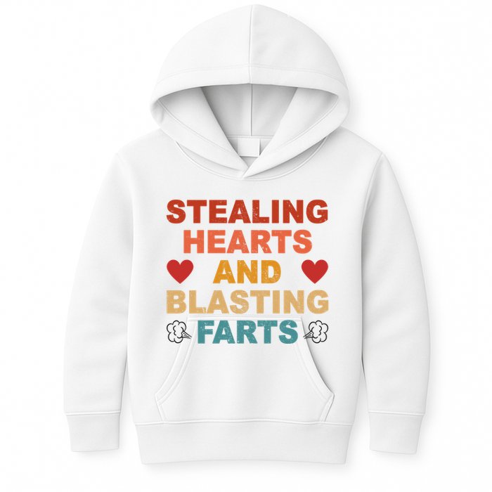 Stealing Hearts And Blasting Farts Funny Valentines Day Kids Hoodie