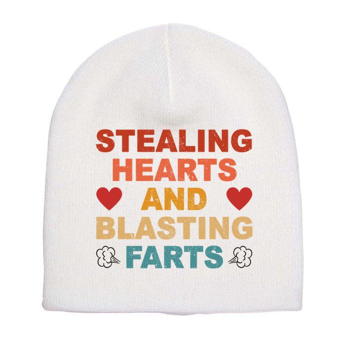 Stealing Hearts And Blasting Farts Funny Valentines Day Short Acrylic Beanie