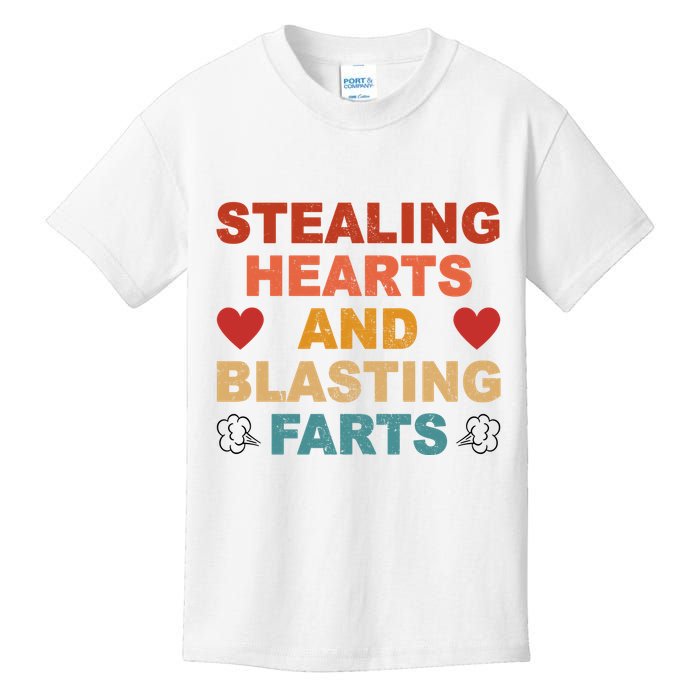 Stealing Hearts And Blasting Farts Funny Valentines Day Kids T-Shirt