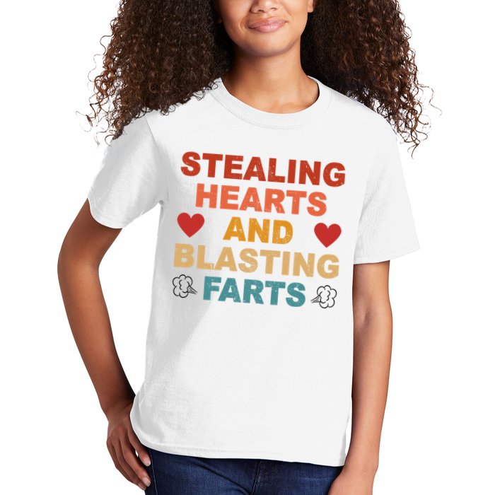 Stealing Hearts And Blasting Farts Funny Valentines Day Kids T-Shirt