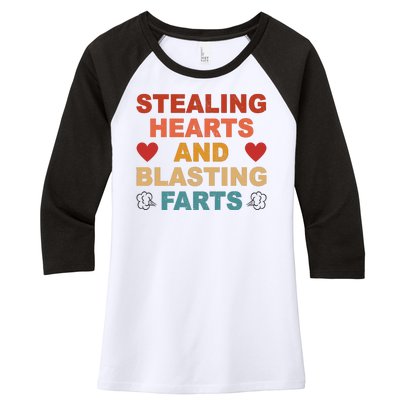 Stealing Hearts And Blasting Farts Funny Valentines Day Women's Tri-Blend 3/4-Sleeve Raglan Shirt