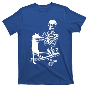 Skeleton Holding A Cagift Lazy Halloween Costume Skull Cool Gift T-Shirt