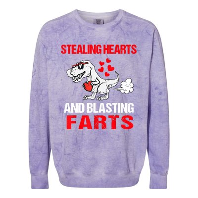 Stealing Hearts And Blasting Farts T Rex Colorblast Crewneck Sweatshirt