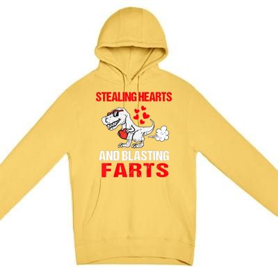 Stealing Hearts And Blasting Farts T Rex Premium Pullover Hoodie