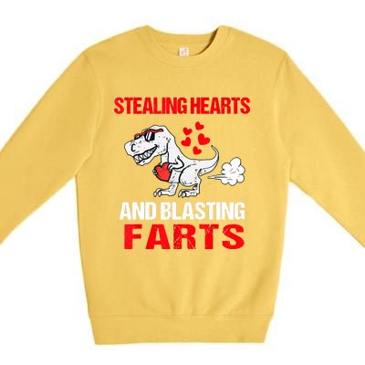 Stealing Hearts And Blasting Farts T Rex Premium Crewneck Sweatshirt