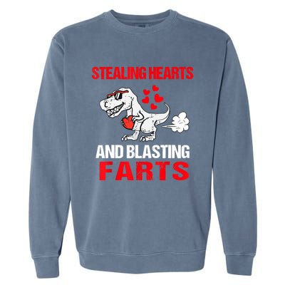 Stealing Hearts And Blasting Farts T Rex Garment-Dyed Sweatshirt