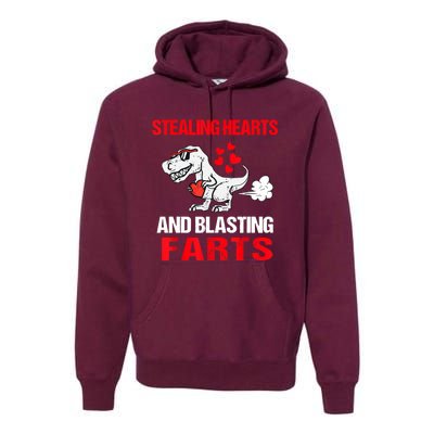 Stealing Hearts And Blasting Farts T Rex Premium Hoodie