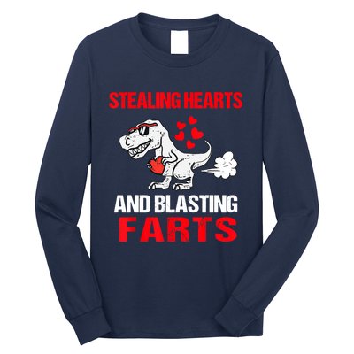 Stealing Hearts And Blasting Farts T Rex Long Sleeve Shirt