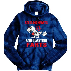 Stealing Hearts And Blasting Farts T Rex Tie Dye Hoodie