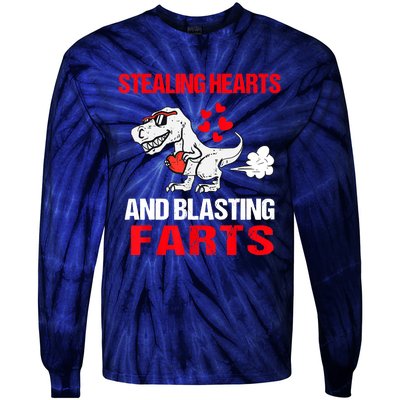 Stealing Hearts And Blasting Farts T Rex Tie-Dye Long Sleeve Shirt