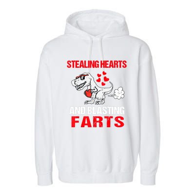 Stealing Hearts And Blasting Farts T Rex Garment-Dyed Fleece Hoodie