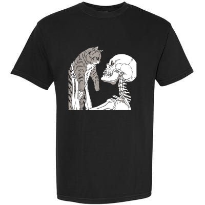 Skeleton Holding A Cat Shirt Lazy Halloween Costume Skull Garment-Dyed Heavyweight T-Shirt