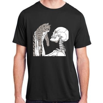 Skeleton Holding A Cat Shirt Lazy Halloween Costume Skull Adult ChromaSoft Performance T-Shirt