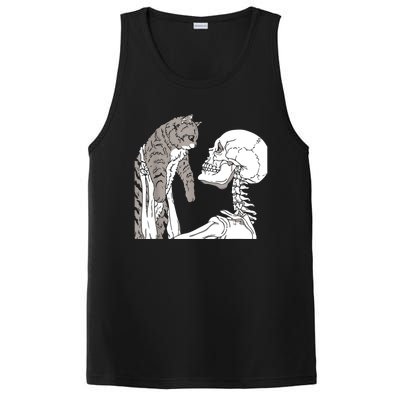 Skeleton Holding A Cat Shirt Lazy Halloween Costume Skull PosiCharge Competitor Tank