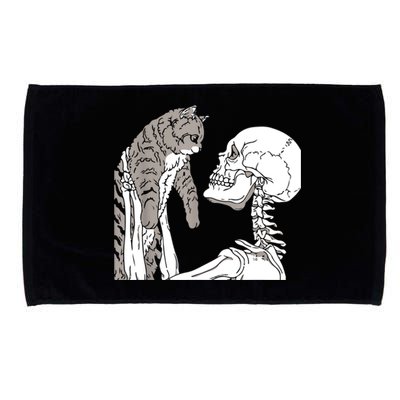 Skeleton Holding A Cat Shirt Lazy Halloween Costume Skull Microfiber Hand Towel