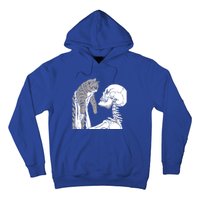 Skeleton Holding A Cat Shirt Lazy Halloween Costume Skull Hoodie