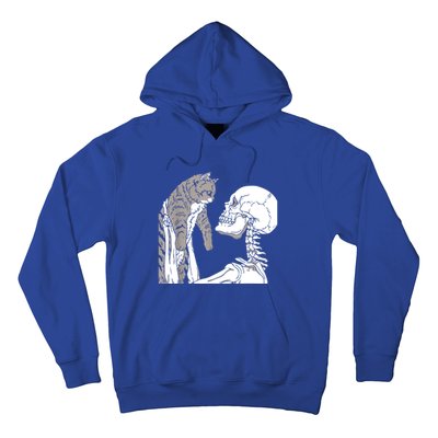 Skeleton Holding A Cat Shirt Lazy Halloween Costume Skull Hoodie