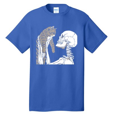 Skeleton Holding A Cat Shirt Lazy Halloween Costume Skull Tall T-Shirt