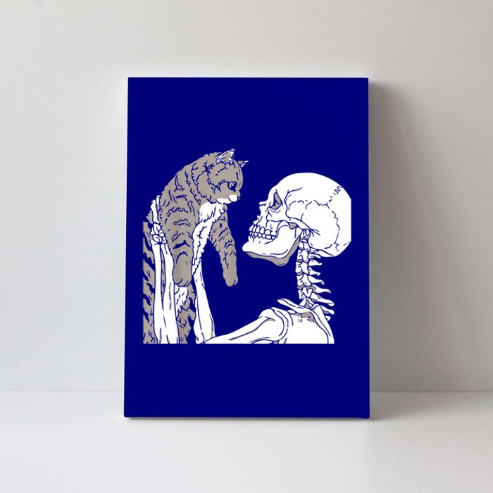 Skeleton Holding A Cat Shirt Lazy Halloween Costume Skull Canvas